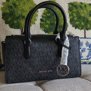 Michael Kors Black Logo Arden Small Messenger with MK Charm & Crossbody Strap